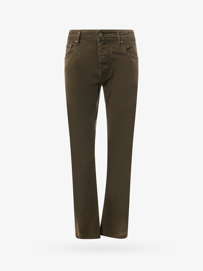 Regular slim fit cotton trouser with back pony-skin patch thumbnail