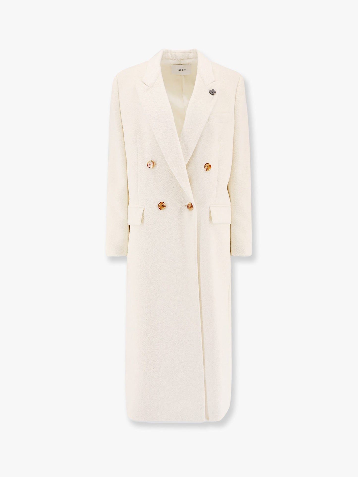 Wool and alpaca coat with iconic brooch