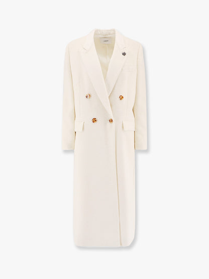 Wool and alpaca coat with iconic brooch thumbnail