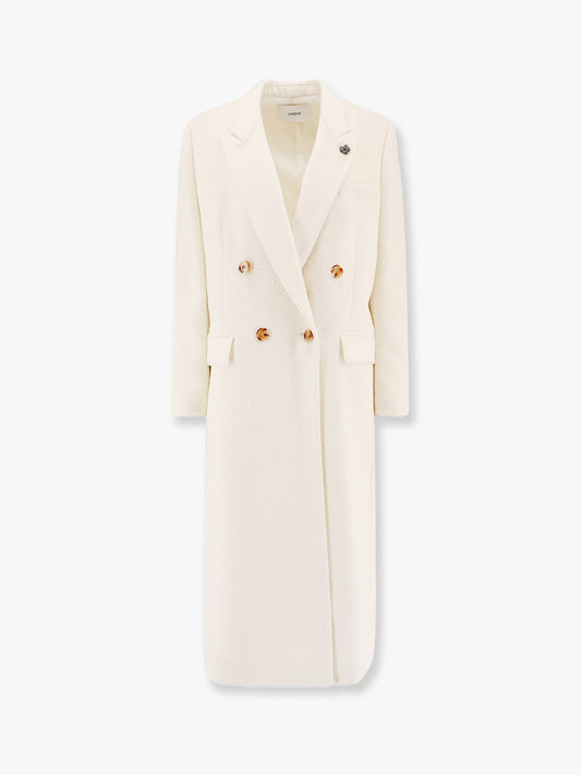 Wool and alpaca coat with iconic brooch