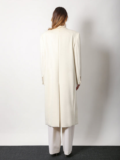 Wool and alpaca coat with iconic brooch thumbnail