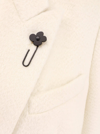 Wool and alpaca coat with iconic brooch thumbnail