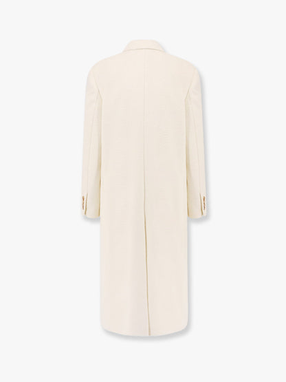 Wool and alpaca coat with iconic brooch thumbnail