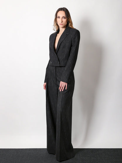 Pinstripe fabric wide trouser thumbnail