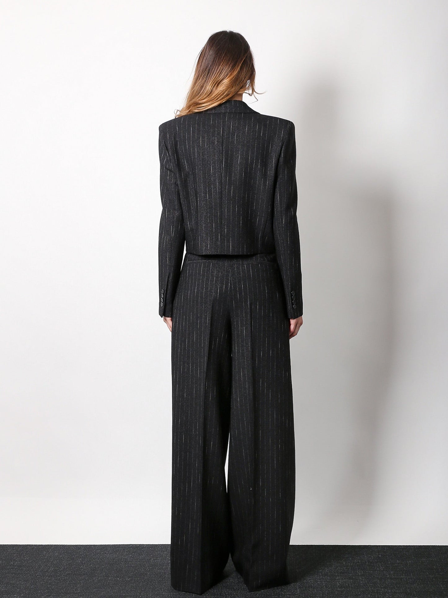 Pinstripe fabric wide trouser