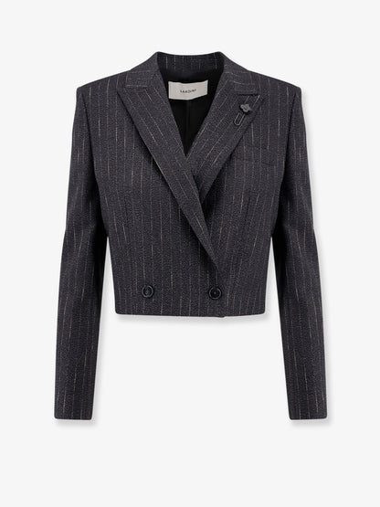 Crop fit pinstripe fabric blazer thumbnail