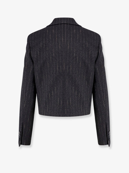 Crop fit pinstripe fabric blazer thumbnail