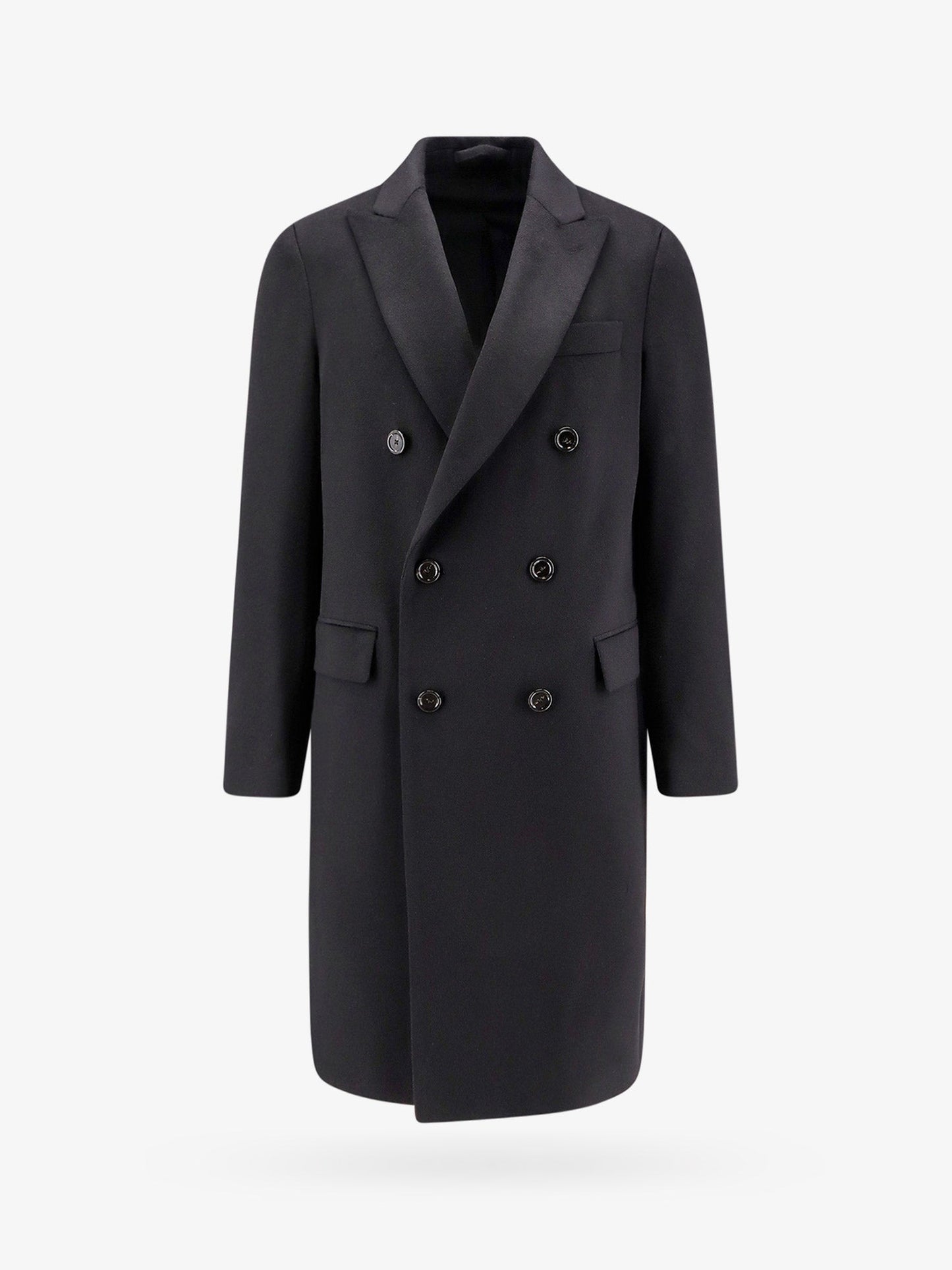 Cashmere coat with peak lapel