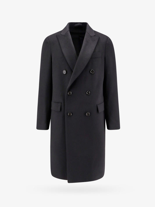 Cashmere coat with peak lapel