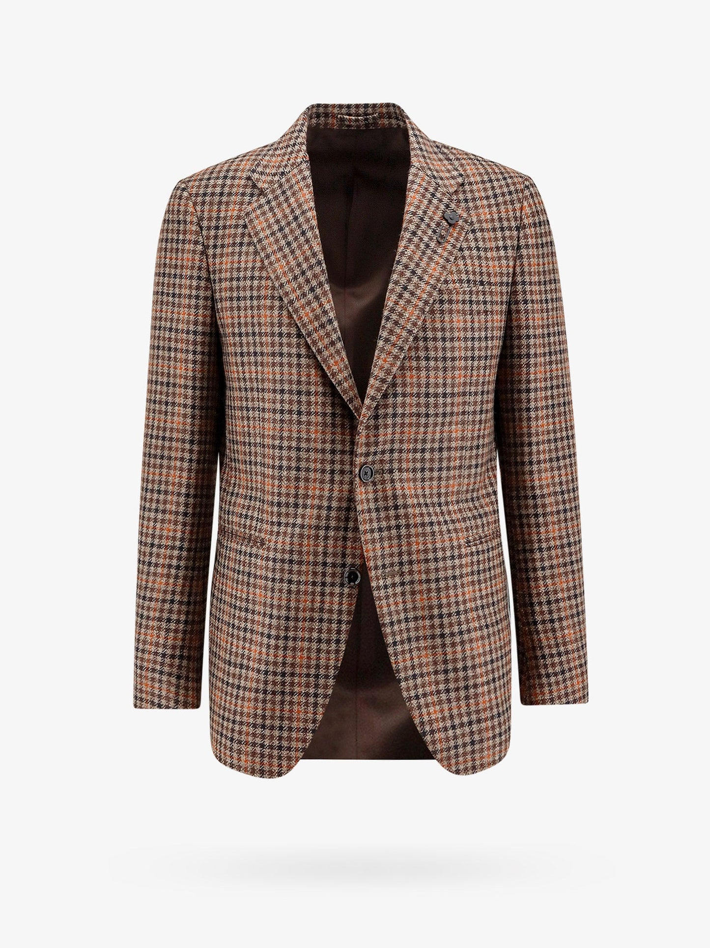 Virgin wool and cashmere blazer with madras motif