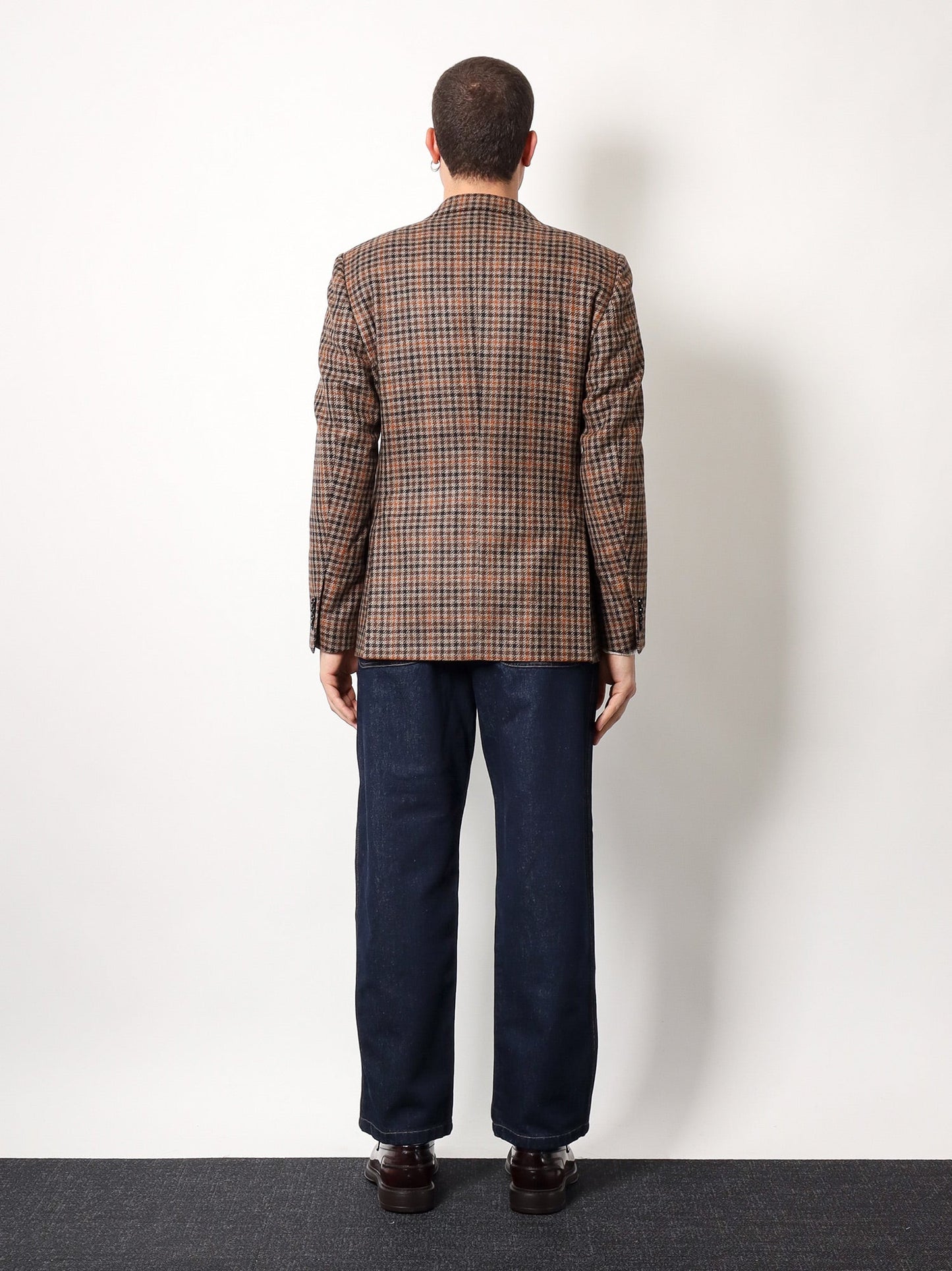 Virgin wool and cashmere blazer with madras motif