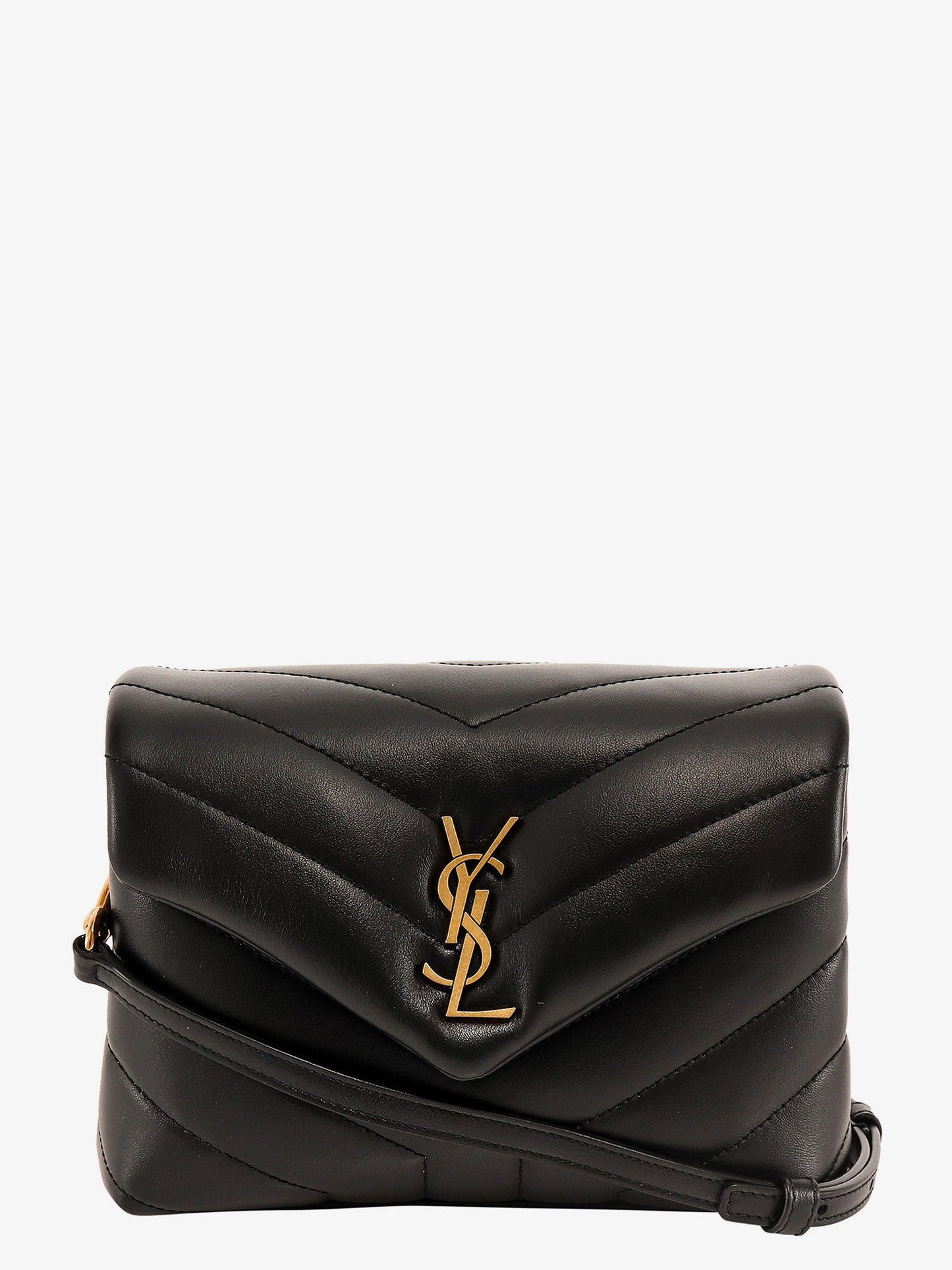 Matelassé leather shoulder bag with frontal monogram