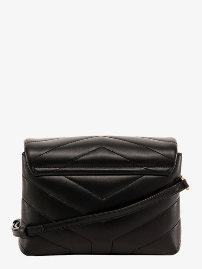 Matelassé leather shoulder bag with frontal monogram thumbnail