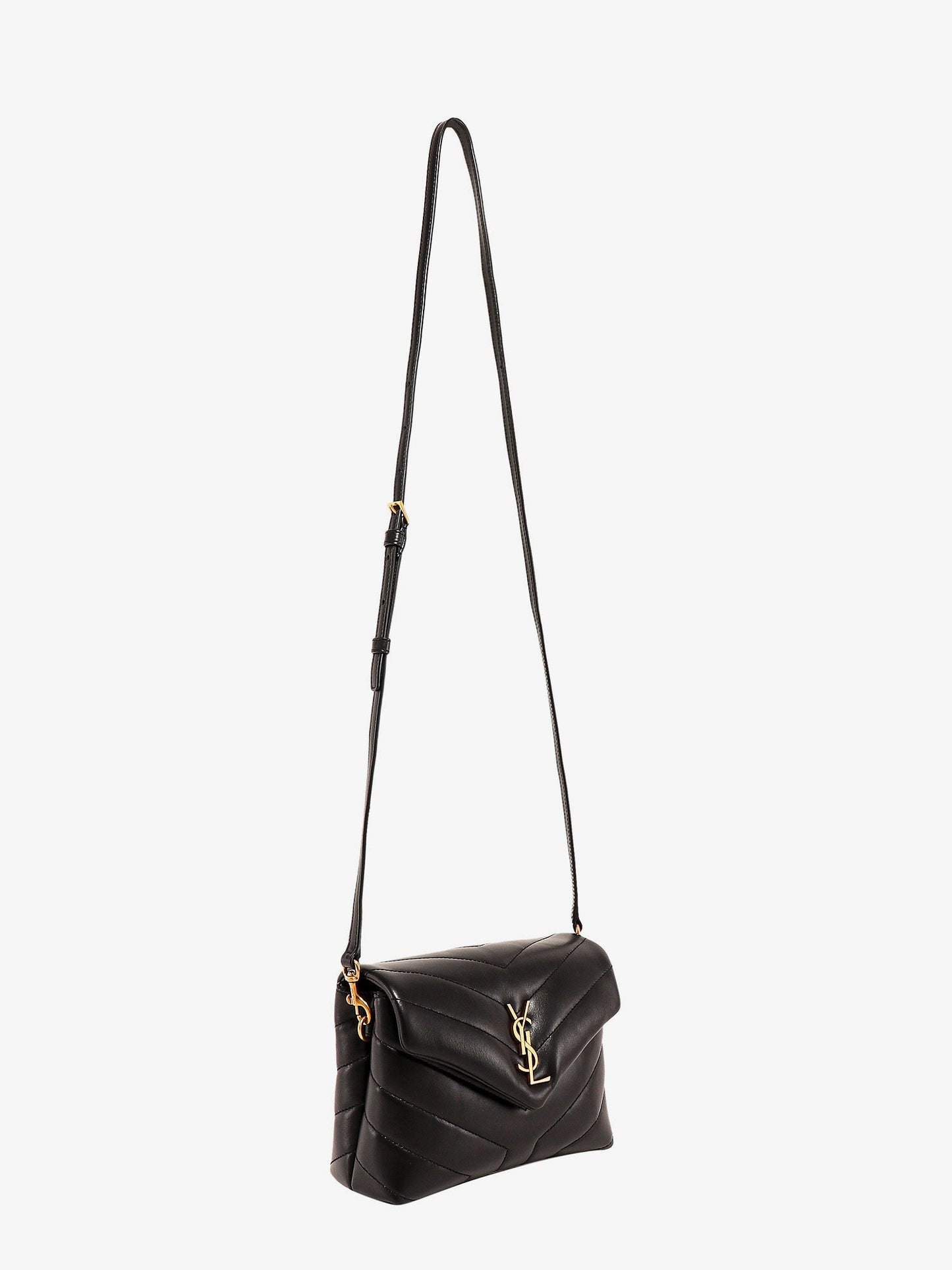 Matelassé leather shoulder bag with frontal monogram