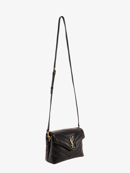 Matelassé leather shoulder bag with frontal monogram thumbnail