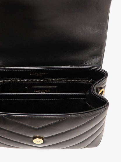 Matelassé leather shoulder bag with frontal monogram thumbnail