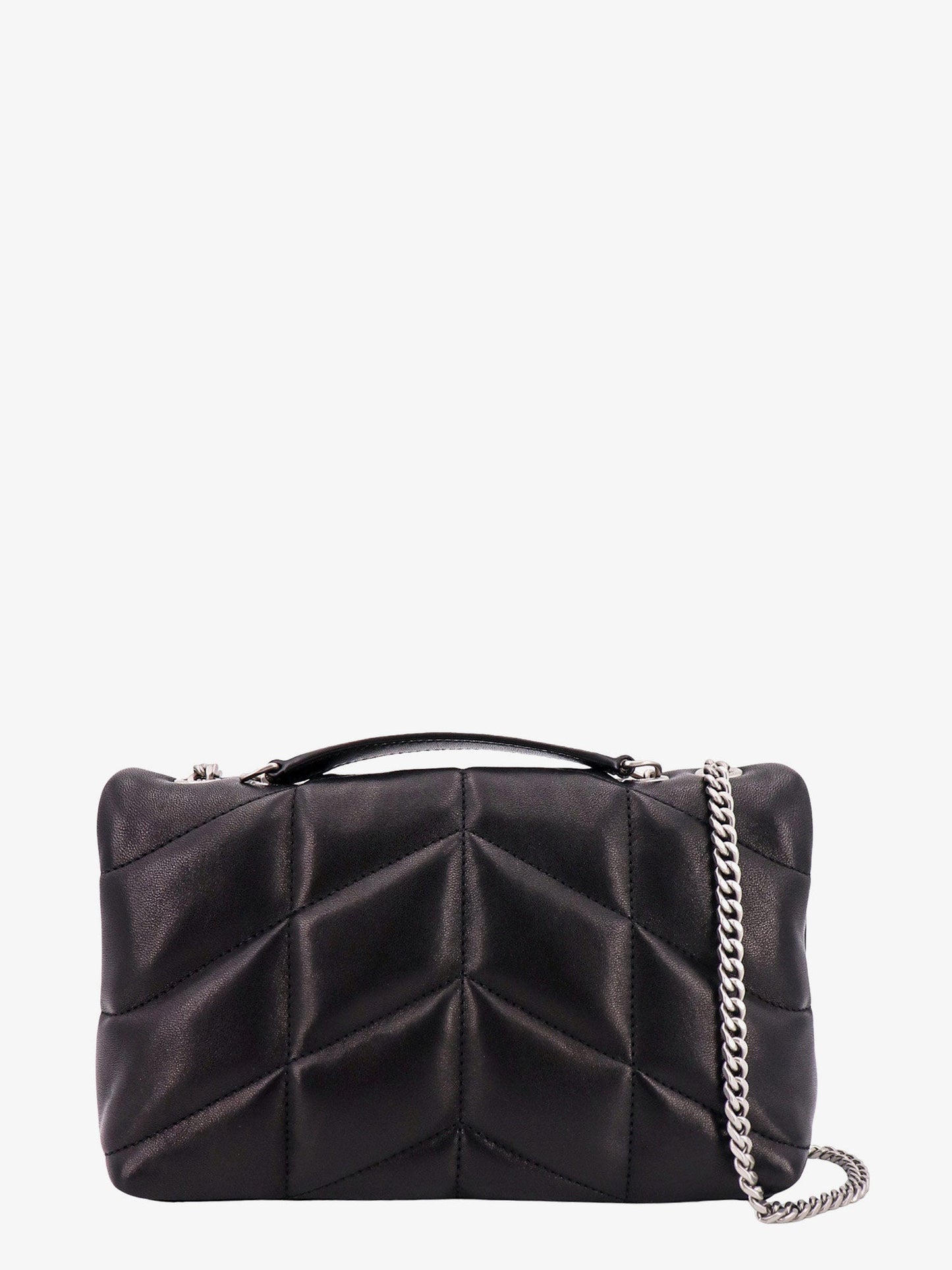 Matelassé leather shoulder bag with frontal monogram