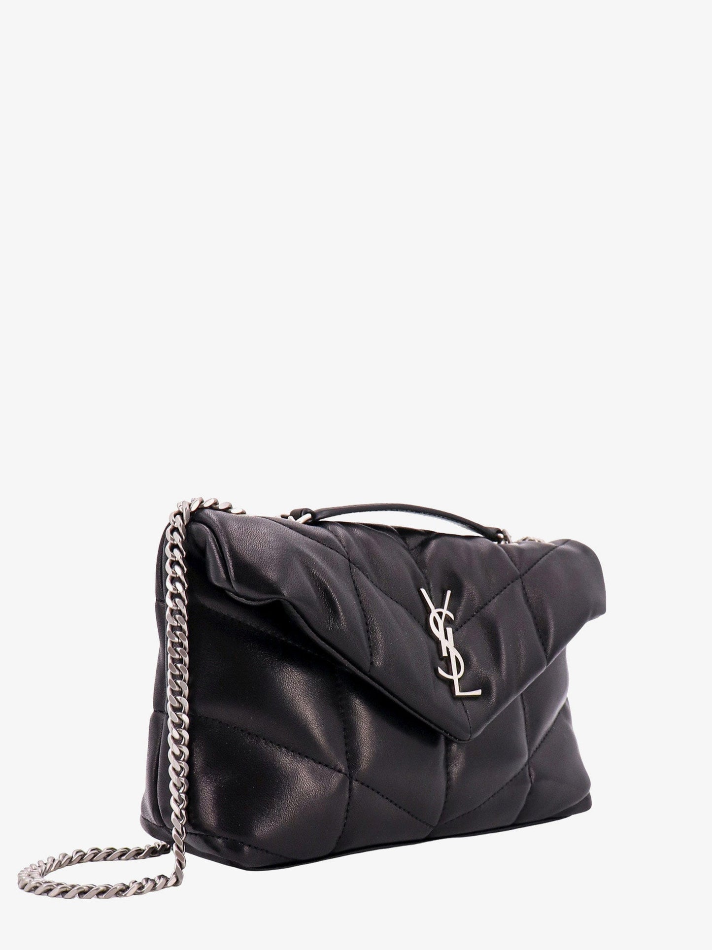 Matelassé leather shoulder bag with frontal monogram