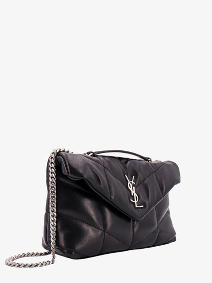 Matelassé leather shoulder bag with frontal monogram thumbnail