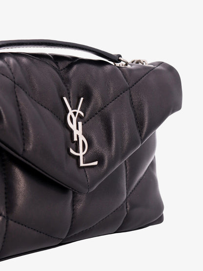 Matelassé leather shoulder bag with frontal monogram thumbnail