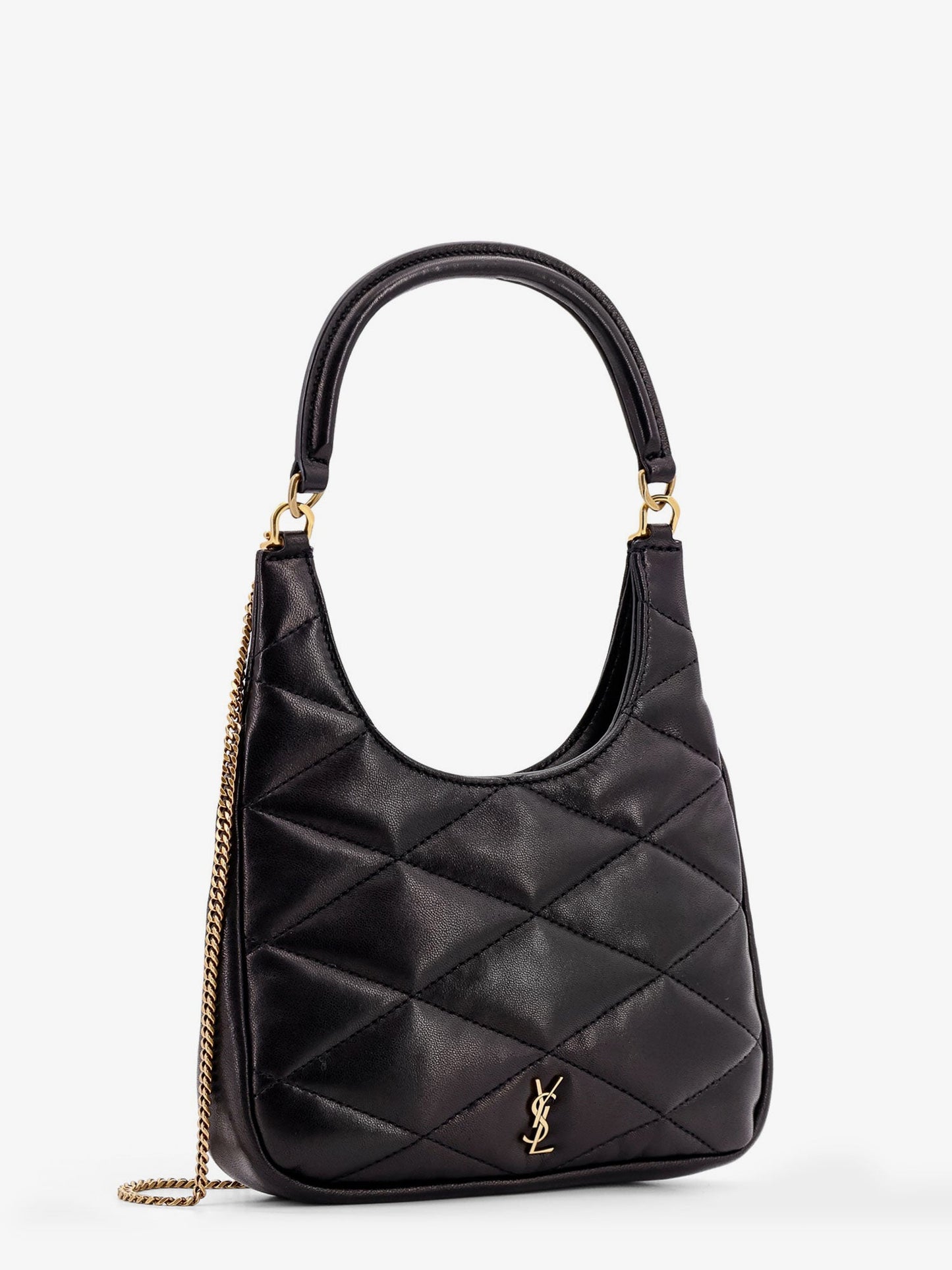 Matelassé leather shoulder bag with frontal monogram