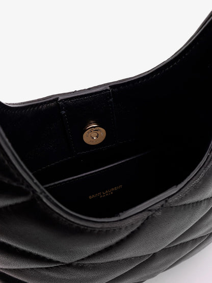 Matelassé leather shoulder bag with frontal monogram thumbnail