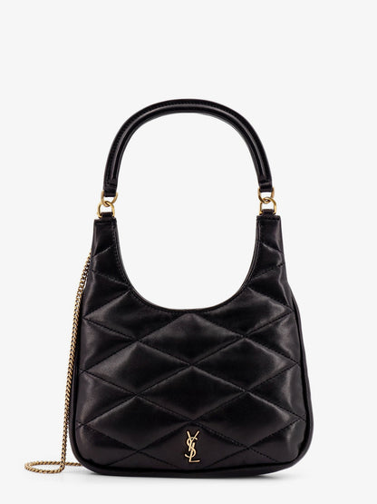 Matelassé leather shoulder bag with frontal monogram thumbnail