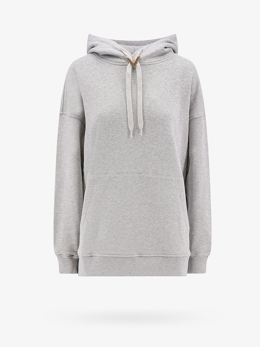 Valentino cotton sweatshirt with hood and metallic v detail