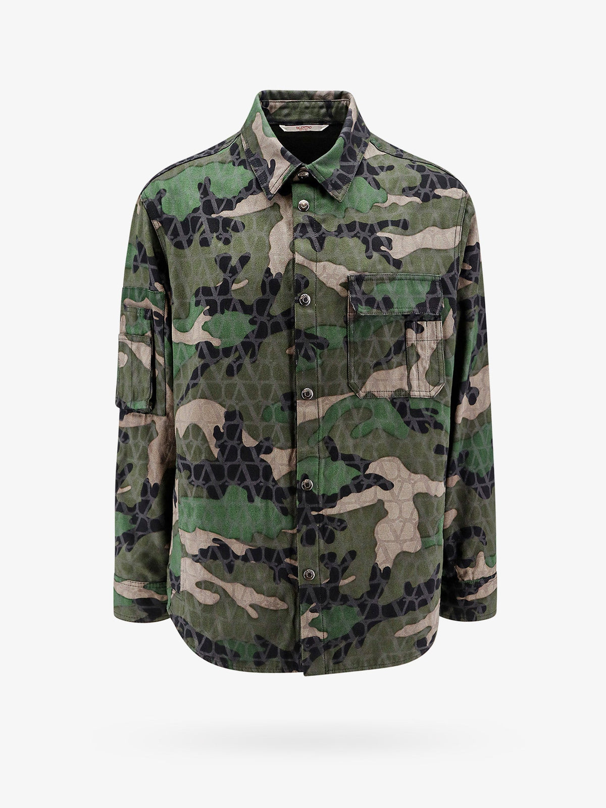 Cotton jacket with camouflage motif