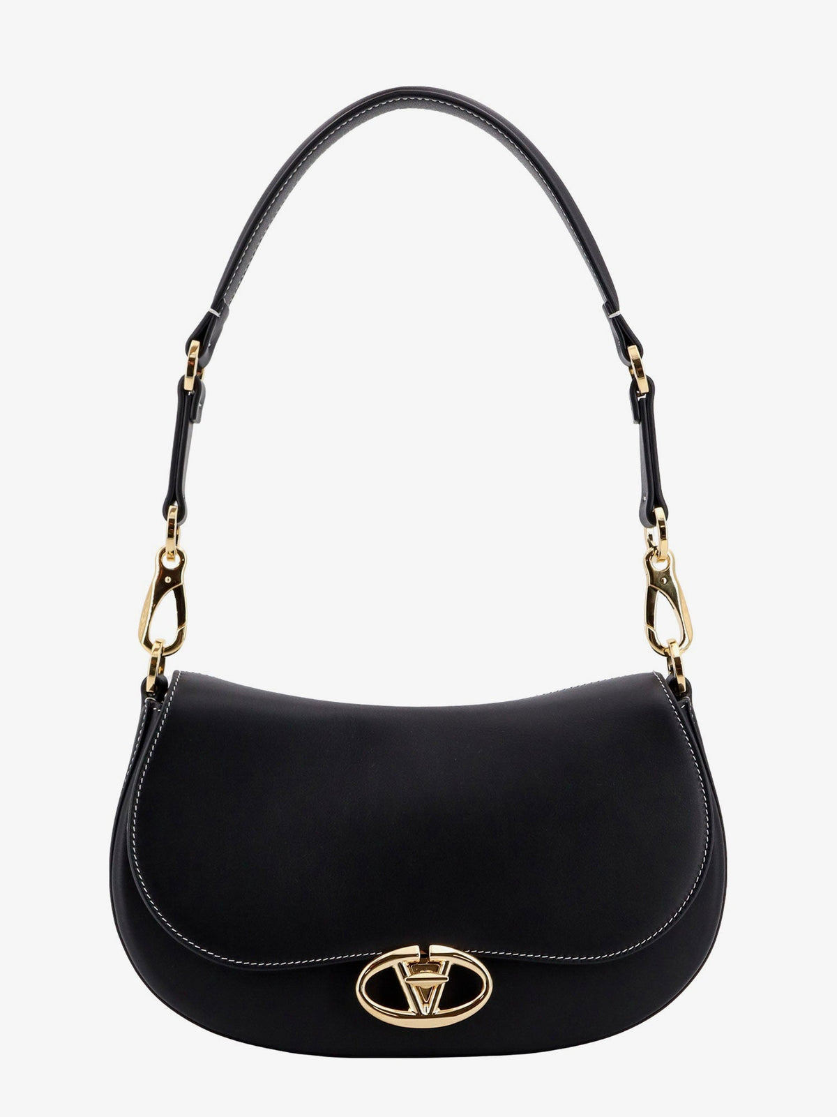 Leather shoulder bag VLogo signature detail