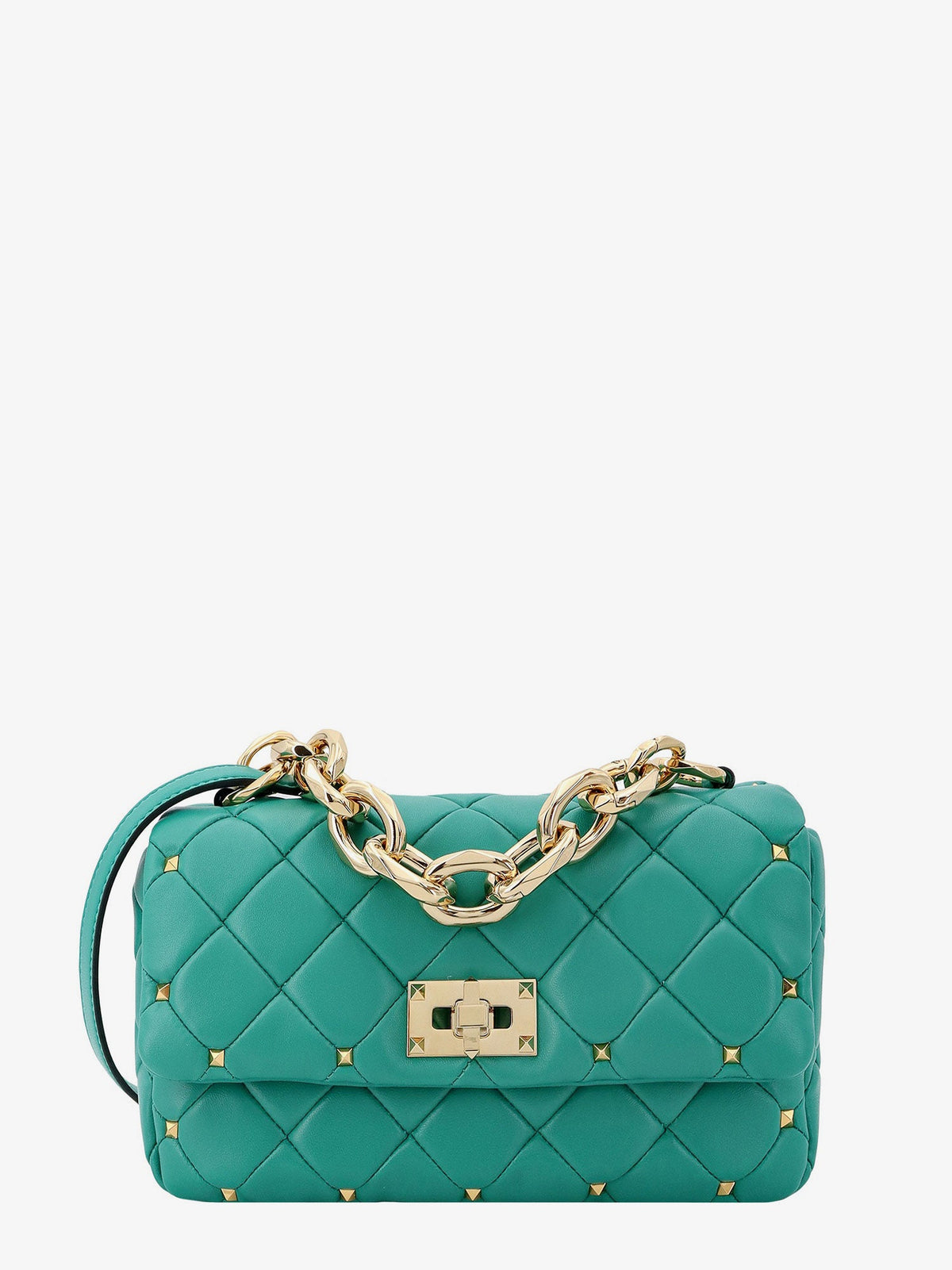 Matelassé leather shoulder bag iconic studs