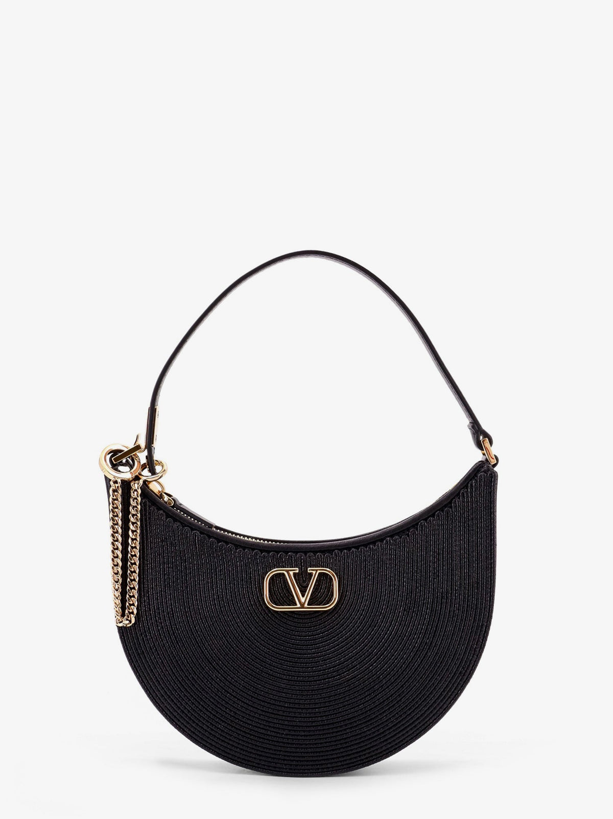 Mini hobo VLogo signature leather rafia bag metal leather shoulder strap