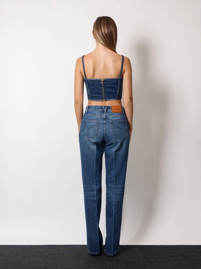 Cotton jeans with 95' medusa detail thumbnail