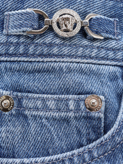 Cotton jeans with 95' medusa detail thumbnail