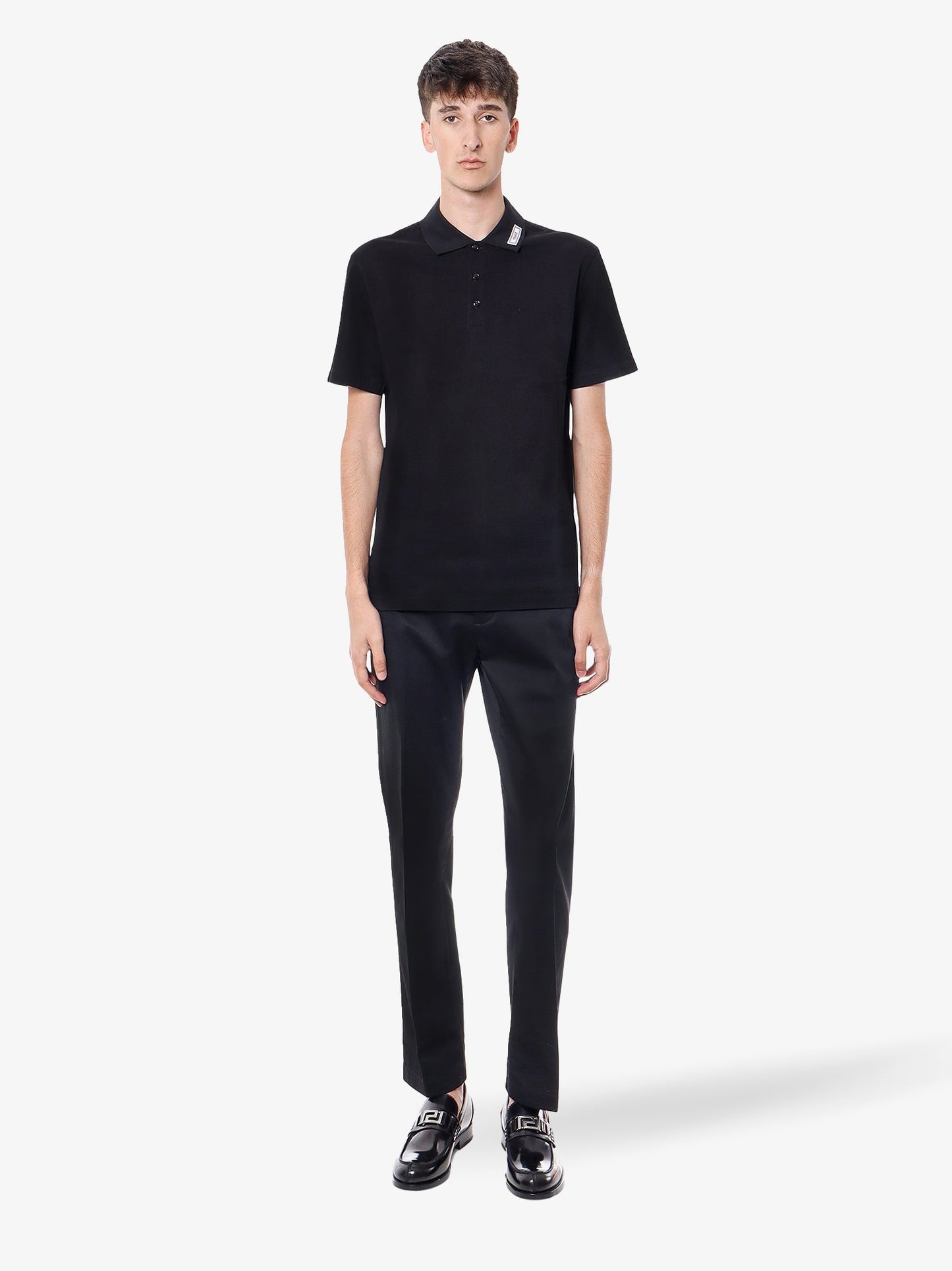 Cotton shirt polo with logoed label