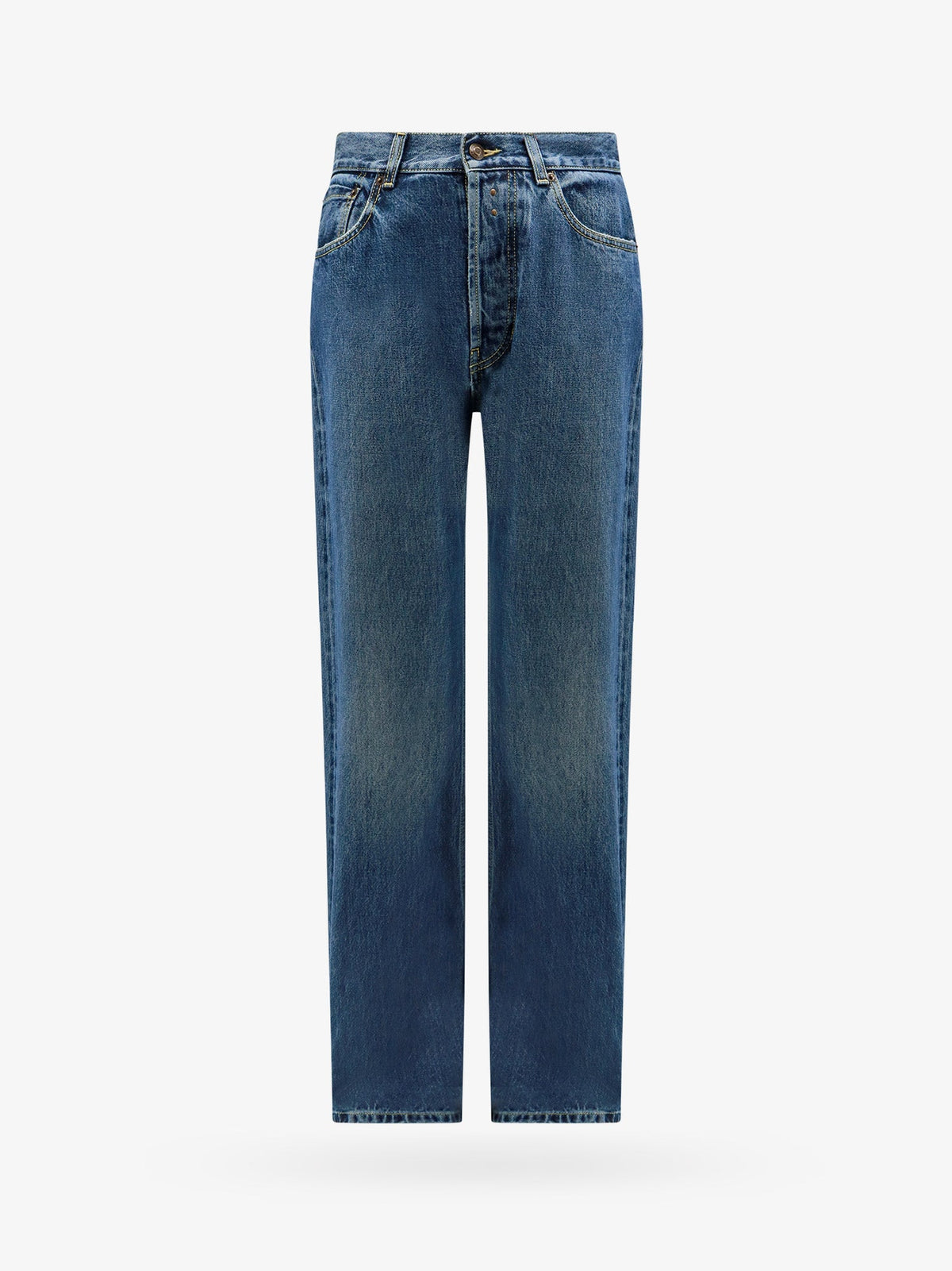 Cotton jeans leather logo patch