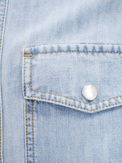 Denim shirt with mother-of-pearl buttons thumbnail