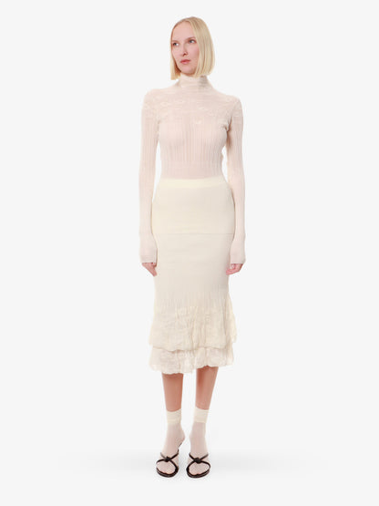 2 in 1 cotton blend skirt with floral embroidery thumbnail