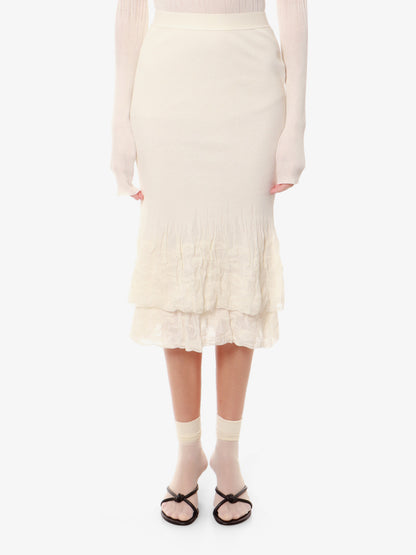 2 in 1 cotton blend skirt with floral embroidery thumbnail