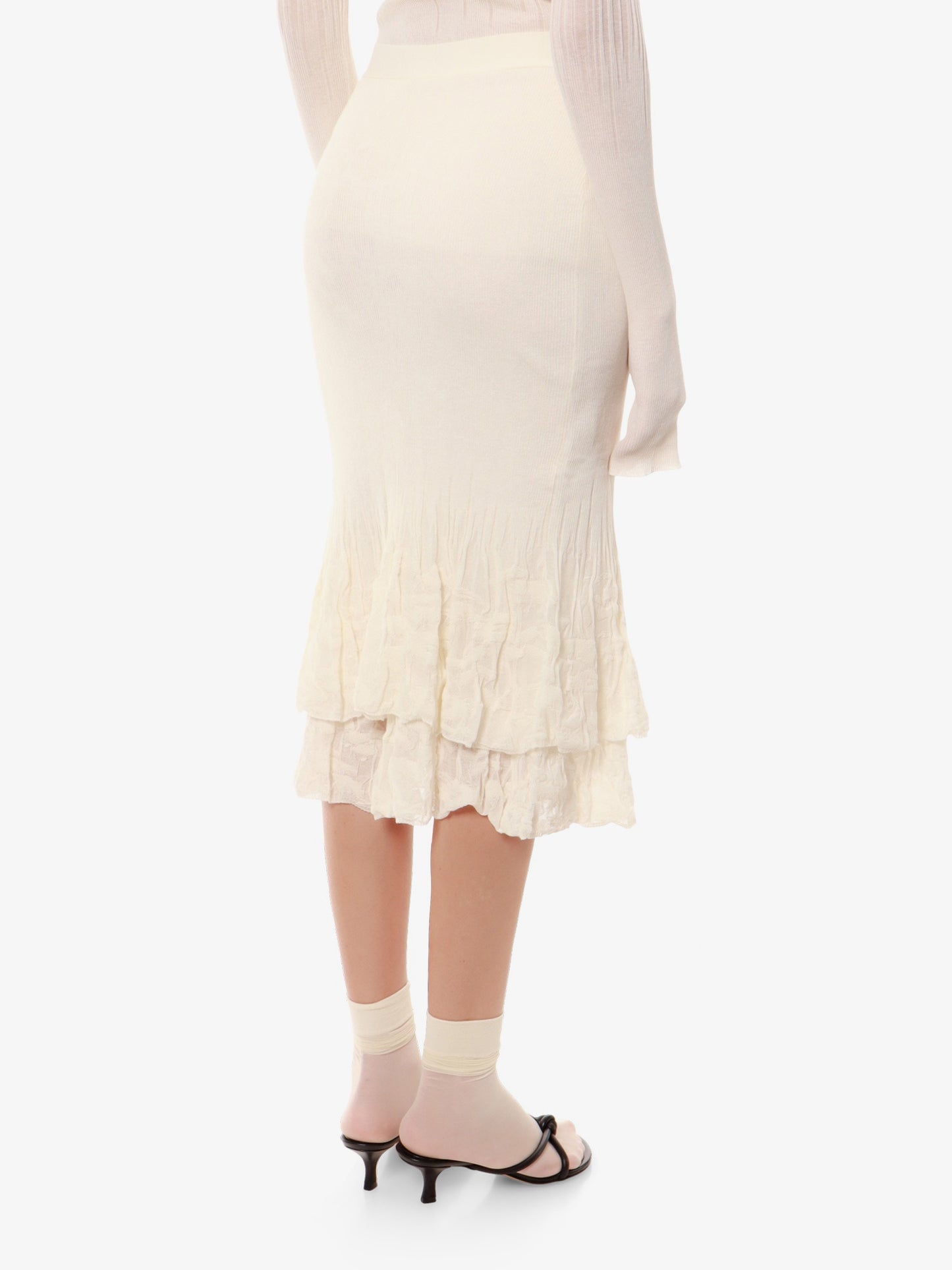 2 in 1 cotton blend skirt with floral embroidery