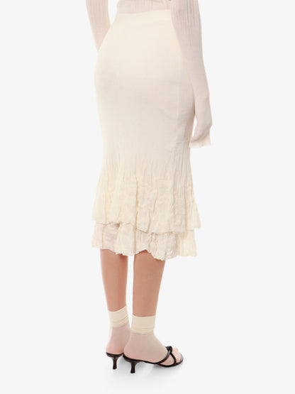 2 in 1 cotton blend skirt with floral embroidery thumbnail