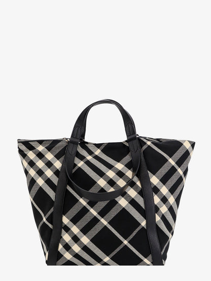 Cotton blend shoulder bag with burberry check motif thumbnail
