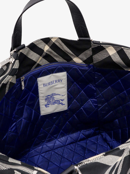 Cotton blend shoulder bag with burberry check motif thumbnail
