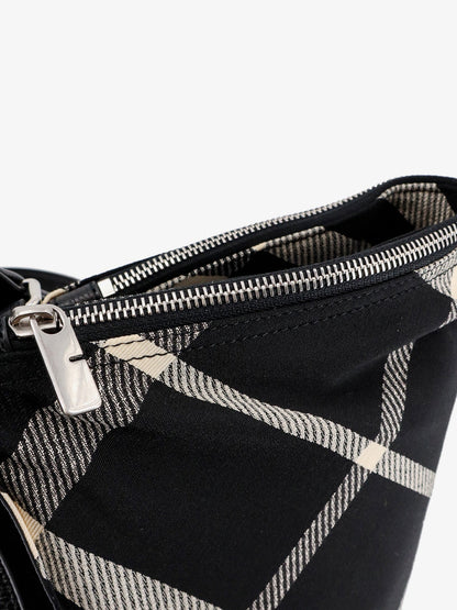 Cotton blend shoulder bag with burberry check motif thumbnail