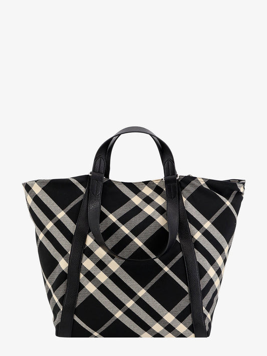 Cotton blend shoulder bag with burberry check motif