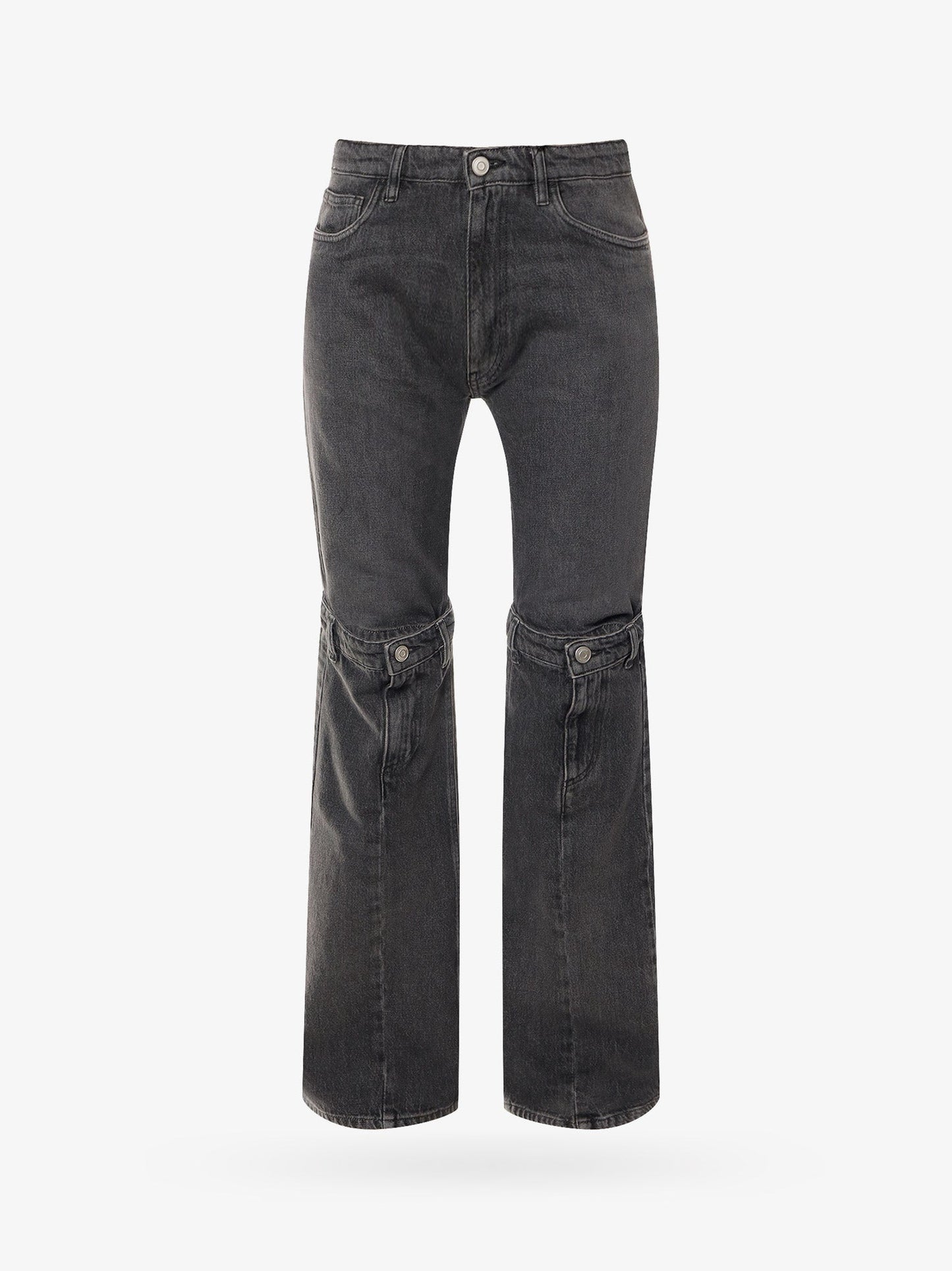 Open knee black denim trouser