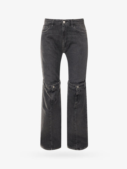 Open knee black denim trouser thumbnail