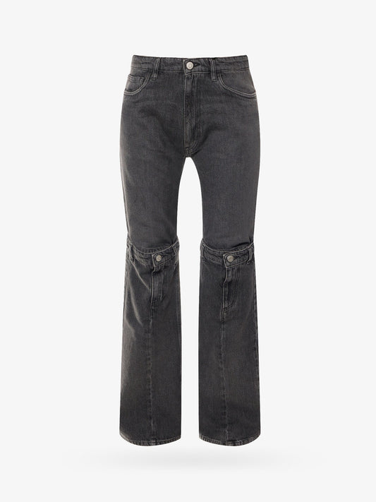 Open knee black denim trouser