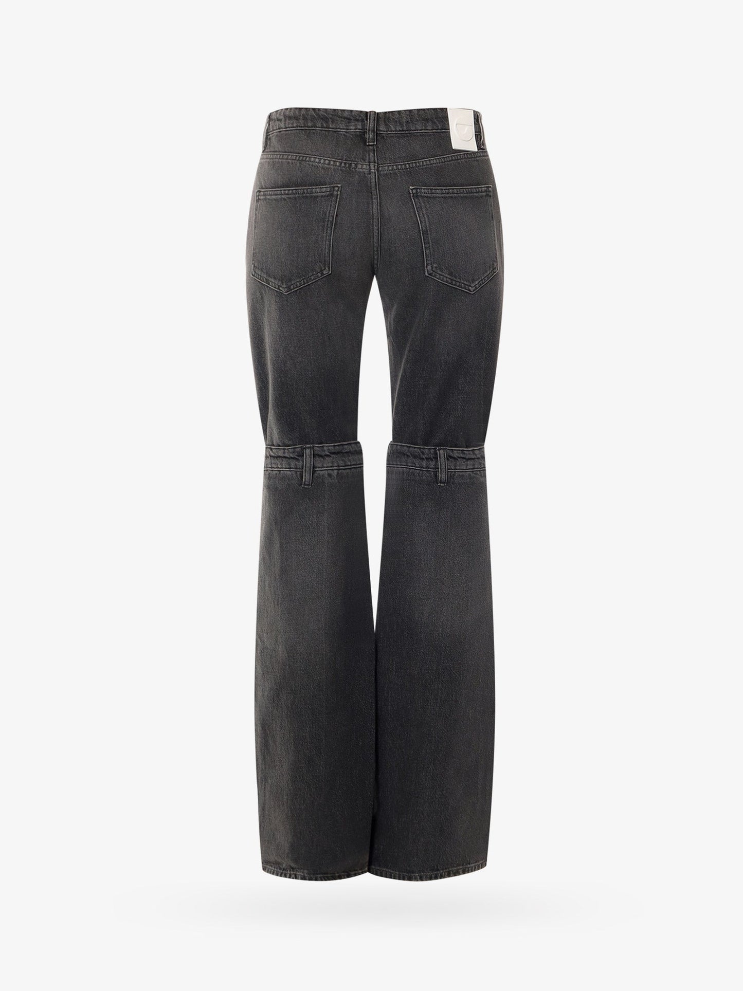 Open knee black denim trouser