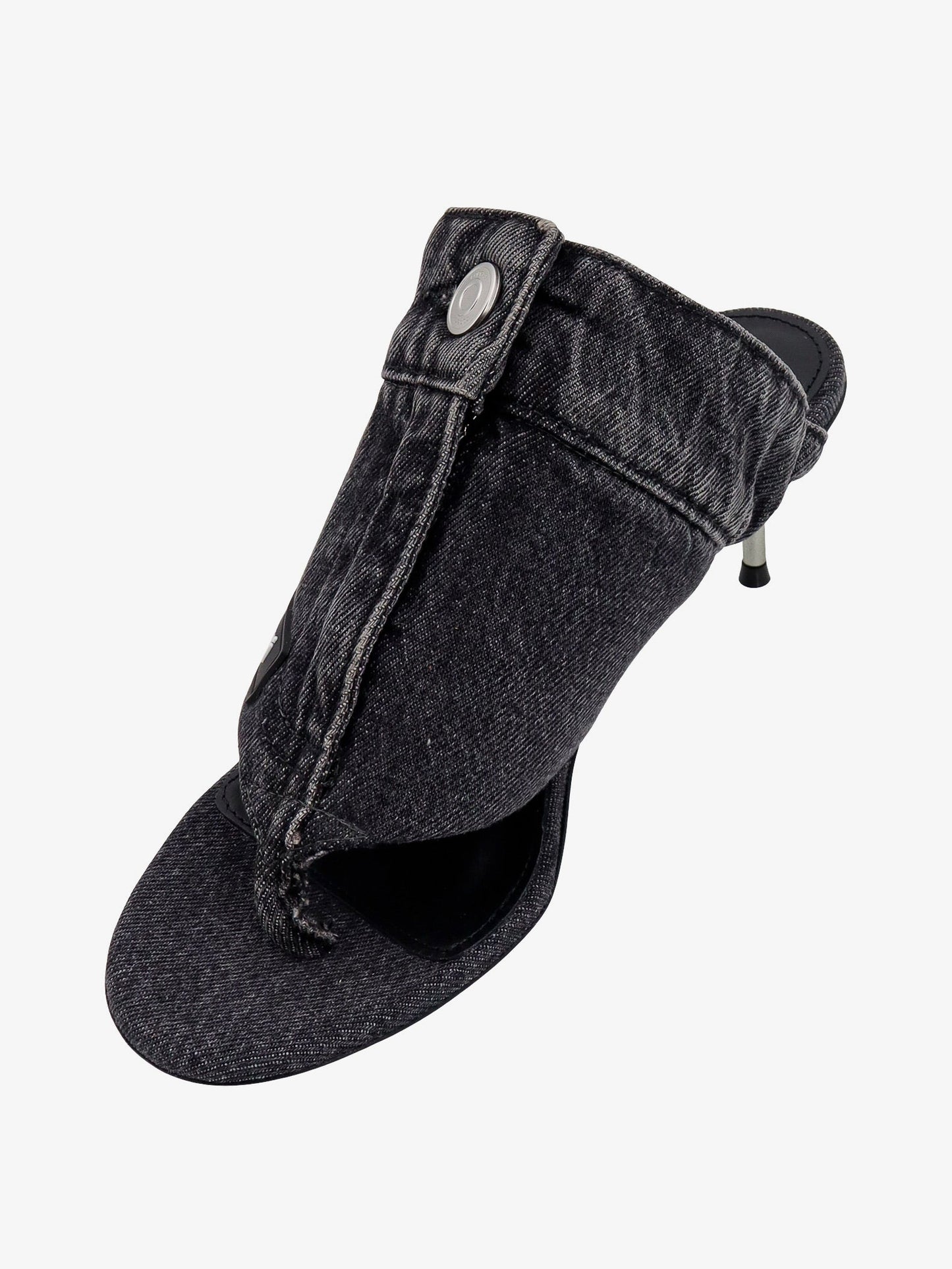 Denim sandals with logo patch